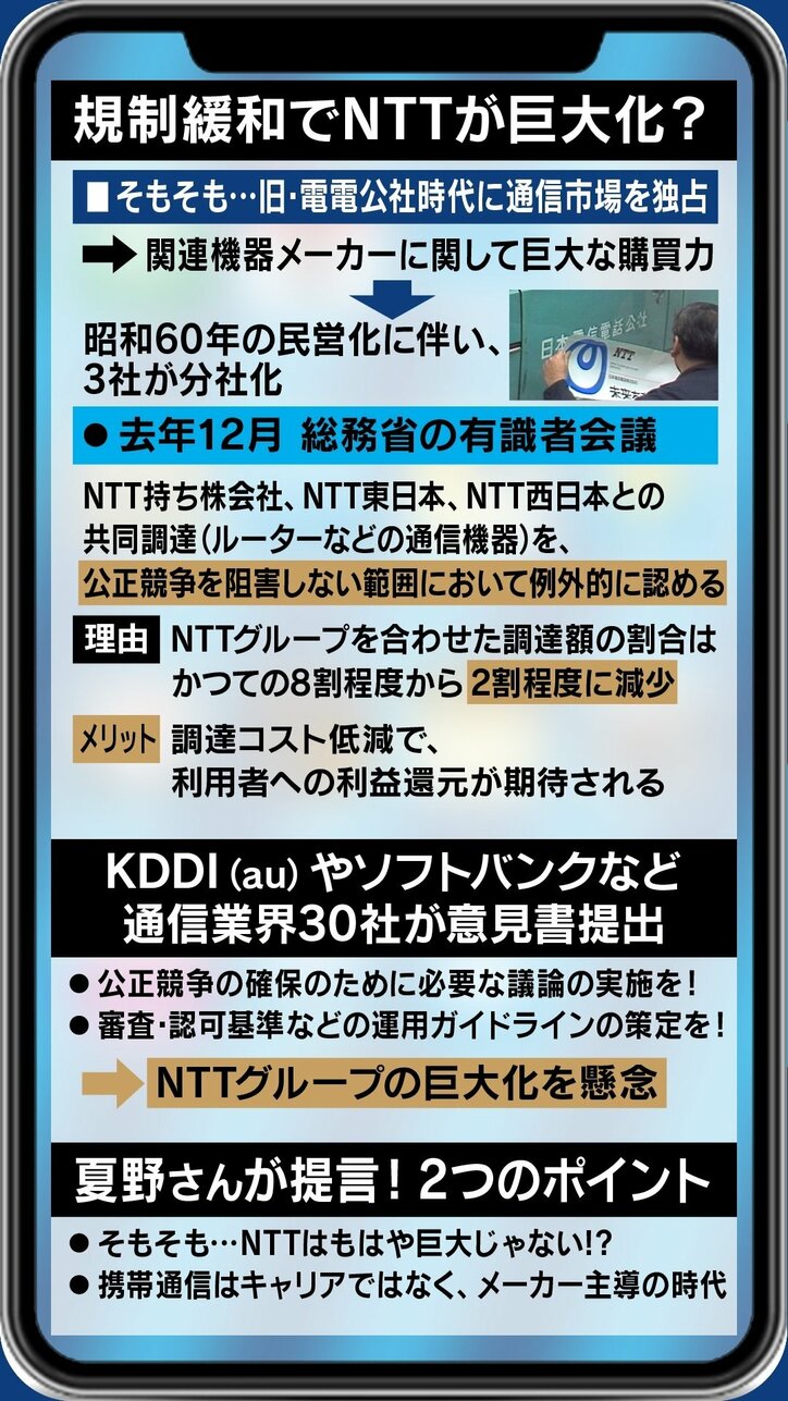 規制緩和でNTTが再び“巨大化”?通信業界30社の意見書に夏野剛氏「もはや大した話ではない」