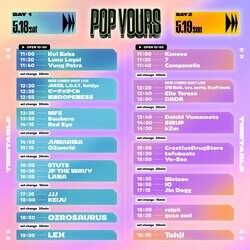 ヒップホップフェスティバル『POP YOURS』のタイムテーブルが公開