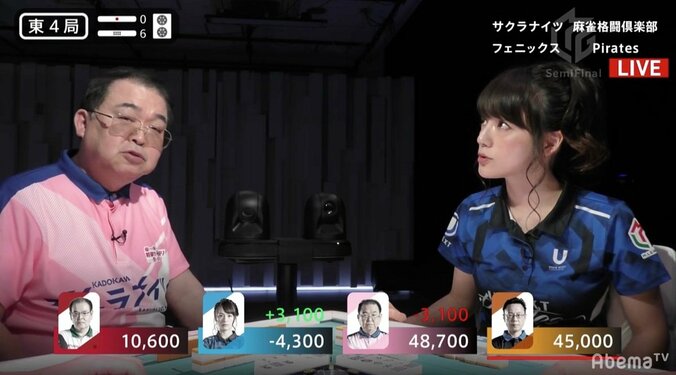 東4局6本場は“カワイイ”の宝庫？　瑞原明奈＆沢崎誠の「ん？」な顔にファンほっこり／麻雀・Mリーグ 1枚目