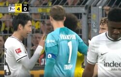 バトルが勃発！冷静沈着な男・鎌田大地がブチギレ　ブンデス爆速王のエリア内の“疑惑のダイブ”に怒りに猛抗議