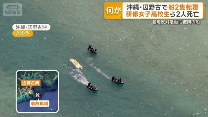 船底を上に向けて浮かぶ船