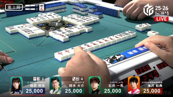 美しき剛腕！瑞原明奈が絶好の判断で満貫をツモったシーン