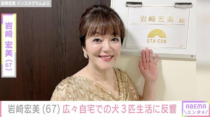 【写真・画像】孫の顔出しが話題・岩崎宏美（67）、犬3匹との暮らしを公開 生活感のある自宅の様子に反響「すっごく平和な光景」「やんちゃですね」　1枚目