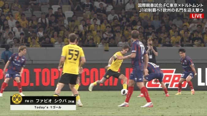 「Jとは基準が違う」FC東京が唖然…ドルトムントFWの“理不尽反転シュート”に国立騒然！「スペースない中で…」「えぐ」 2枚目