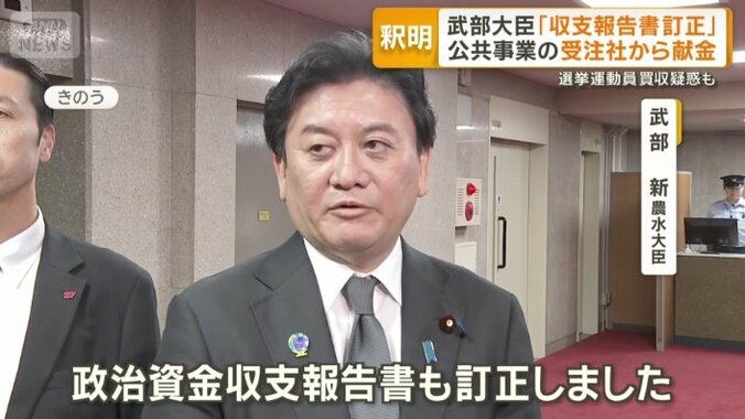 「政治資金収支報告書も訂正」