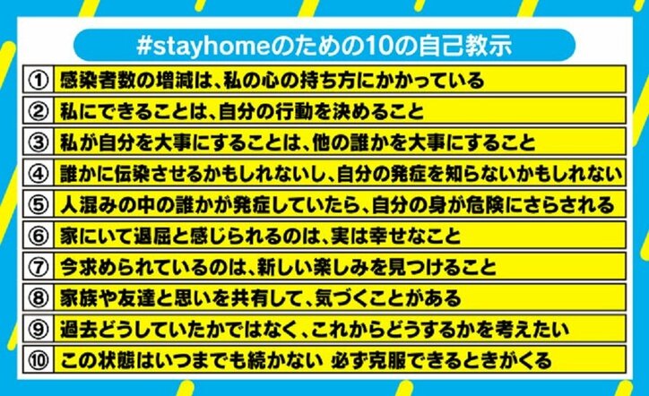 「自分の行動を決める」「今に幸せを感じて」臨床心理士が提言“ #stayhome のための10の自己教示”