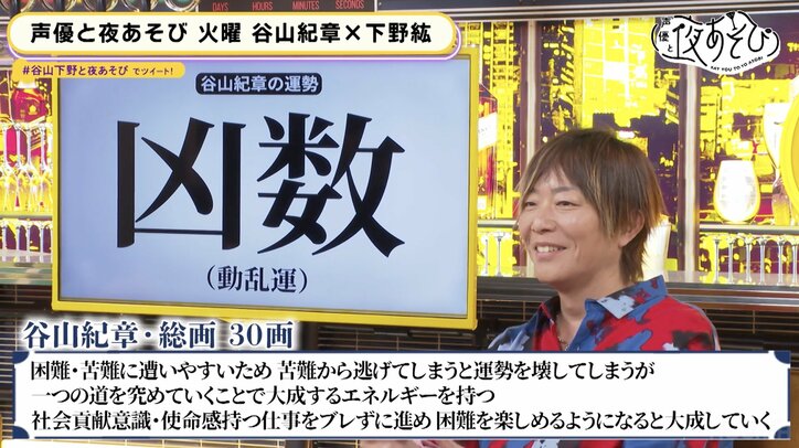 姓名判断で谷山紀章＆下野紘の本質を見抜く【声優と夜あそび】