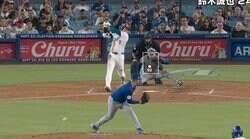 あわや大惨事… 大谷翔平、“高速打球”に「ドン引き」 相手投手に直撃未遂で「速さおかしい」「マウンド破壊しそう」