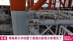 青森東北沖地震で損傷の鉄塔が修理完了