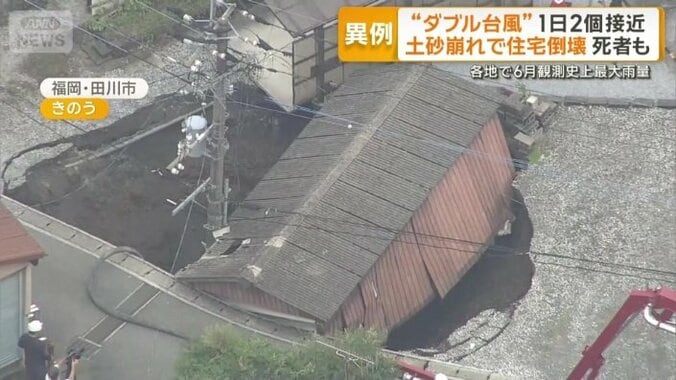 地面が陥没　穴に落ちた建物