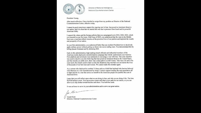 ケント氏が自身のXで公開した書簡