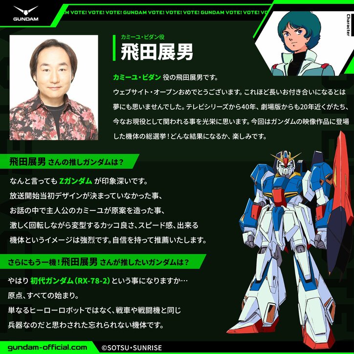 [Photos/Images] Gundam General Election Reveals Top 20 Mobile Suits! Recommendation Comments from 13 Veteran Pilot Voice Actors Including Tomoyo Kurosawa and Megumi Hayashibara Have Arrived 14th