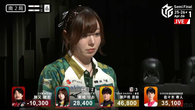 瀬戸熊のトルネードツモに東城の目がまん丸