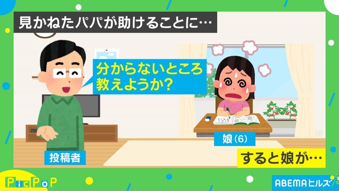 6歳娘が宿題に苦戦…見かねた父が手を差し伸べるも娘の“衝撃の一言”に「切ないけど笑える」「心をえぐる言葉（笑）」と反響 1枚目