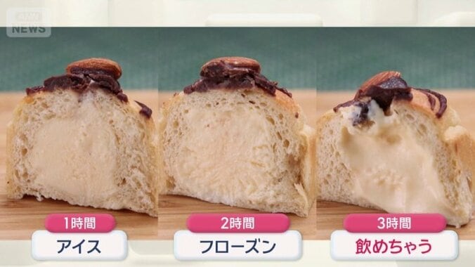 解凍時間により3変化の楽しみ方ができる