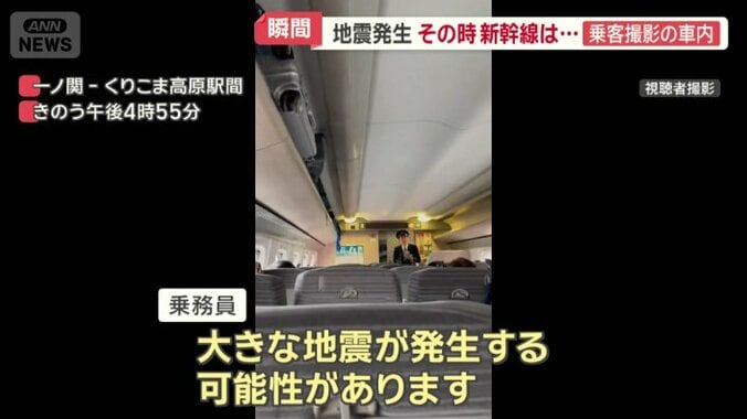 地震発生直後の車内の様子
