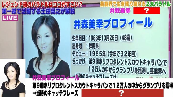 バラドル界の化け物・井森美幸&島崎和歌子の魅力 土田晃之が分析