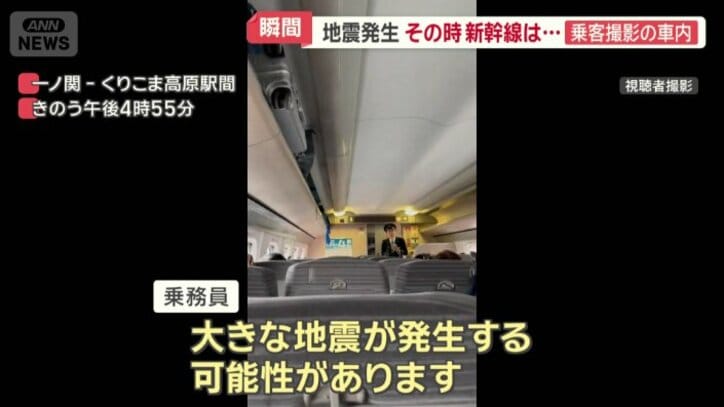 地震発生直後の車内の様子