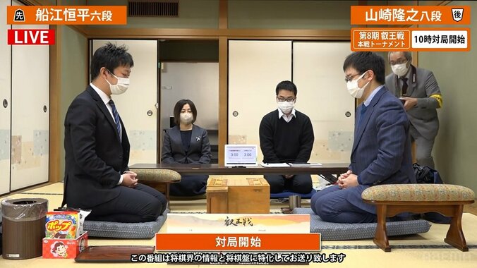 山﨑隆之八段 対 船江恒平六段 ベスト8入りかけ関西棋士対決／将棋・叡王戦 1枚目