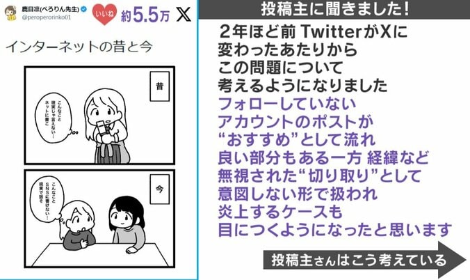 「インターネットの昔と今」を描いたイラスト