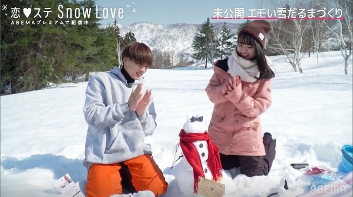 『恋ステ』人気カップル・ゆきりり&いせさゆが“エモい雪だるま”作り対決！勝負を制したのは…？