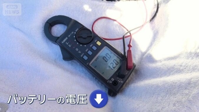 バッテリーの電圧がかなり下がっている