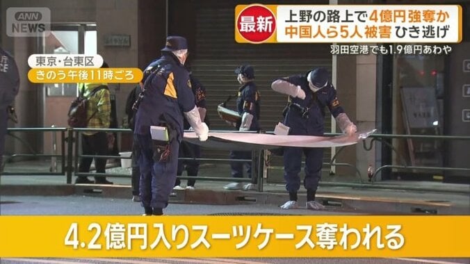 4.2億円入りスーツケース3つ奪われる