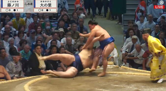 「茫然自失、大の里」横綱・大の里、連敗で天を仰ぐ 藤ノ川に通算12個目の金星配給 二日目にして座布団が舞う異常事態 実況驚きと興奮 4枚目