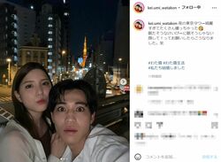 「可愛い2人」「ラブラブ写真ご馳走様です笑」川島海荷＆中田圭佑、東京タワーをバックにした密着ショットに歓喜の声