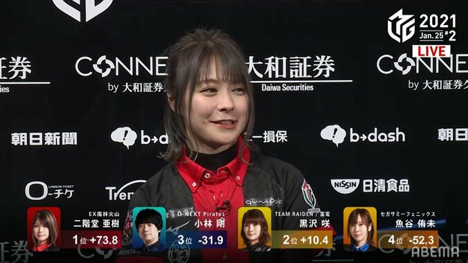 3カ月ぶりの“亜樹スマイル”満開 二階堂亜樹「めちゃくちゃ手が入った」快勝にファンも大喜び／麻雀・Mリーグ 1枚目