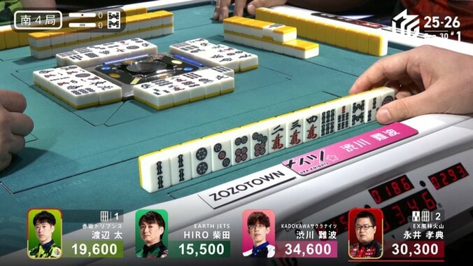 渋川難波、誘惑に打ち勝つ放銃牌ビタ止めのシーン