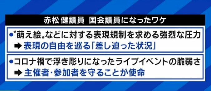 赤松健氏「派閥にも入らず、支持母体も持たない。献金も受けない。そこまでしなければ“表現の自由”は守れない」…規制には“エビデンスが必要”と持論も 3枚目