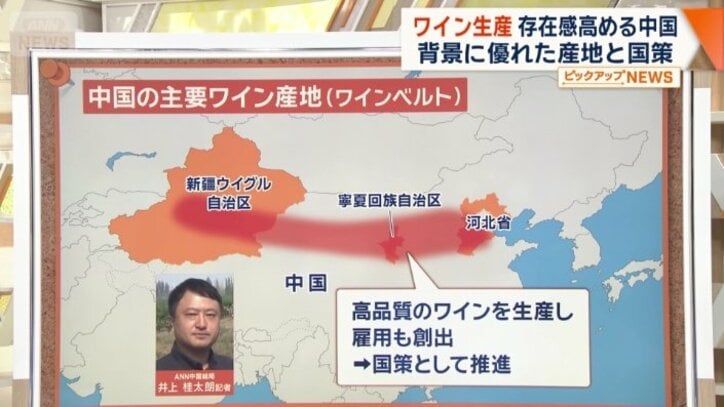 中国の主要ワイン産地（ワインベルト）