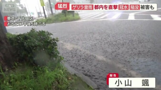 水がたまってきた道路