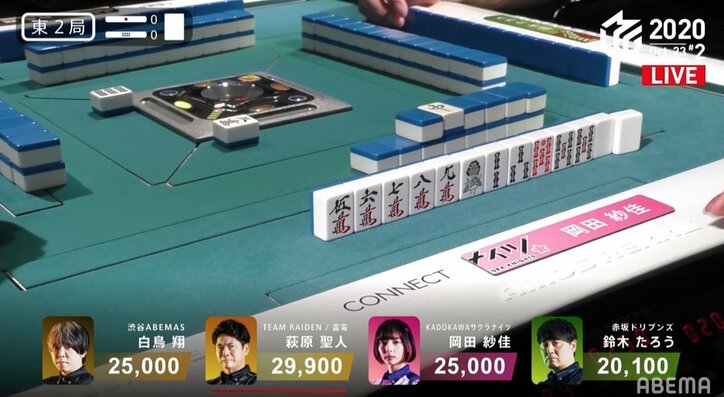 美麗雀士も思わずムッ?岡田紗佳、好配牌続くもアガれず「思わせぶり」とボヤキ/麻雀・Mリーグ