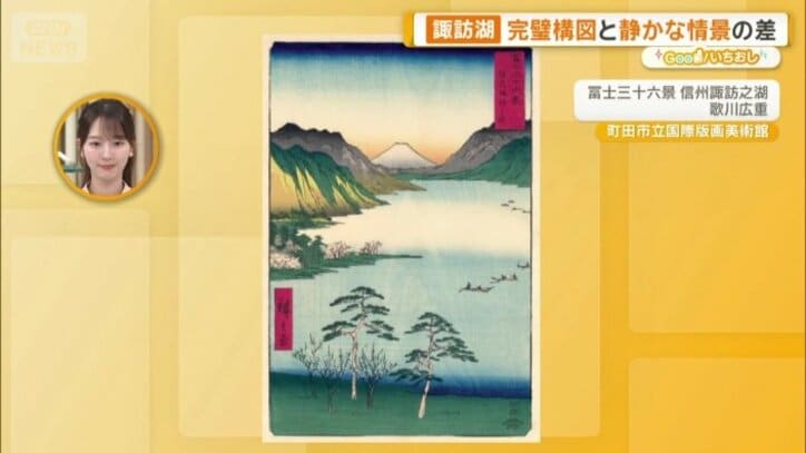 広重の「冨士三十六景　信州諏訪之湖」