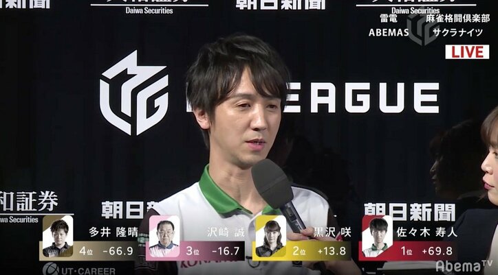 “魔王”佐々木の真骨頂　薄い待ちこじ開ける攻撃力で個人5勝目／麻雀・Mリーグ