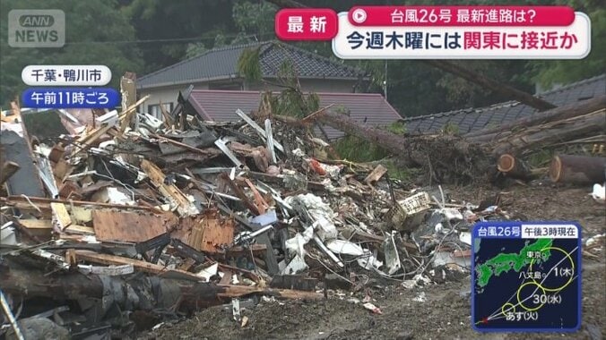 住宅をのみ込んだ土砂