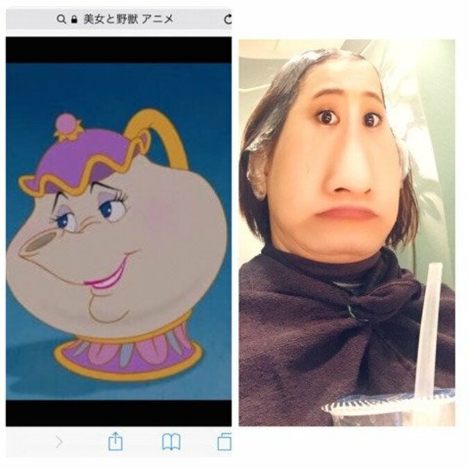 松井玲奈、衝撃的な“二重あご”写真公開　『美女と野獣』ポット夫人似と話題 2枚目