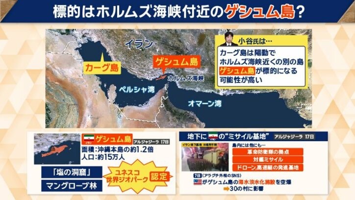 標的はホルムズ海峡付近のゲシュム島？