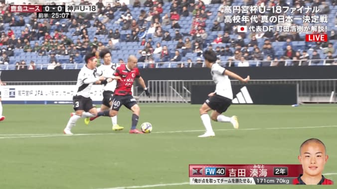 戦車だ！17歳“鹿島のエンバペ”、50m爆走ドリブルが脚光「前田大然の後継者」「ちょっと異次元」OB町田浩樹も称賛 4枚目