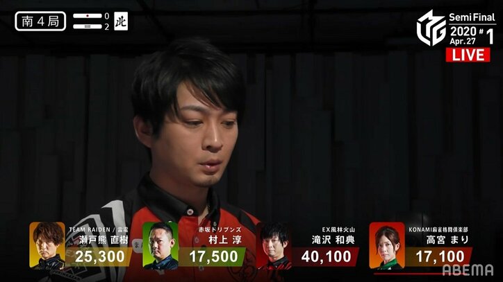 クールに燃えるイケメン雀士・滝沢和典が渾身のトップ 敗退ならチーム解散の重圧も「楽しめてる」/麻雀・Mリーグ